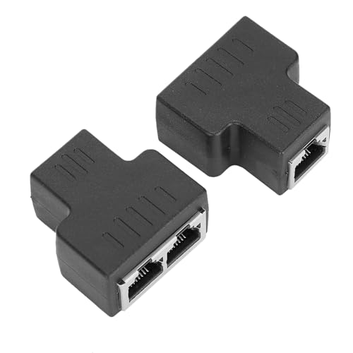 Adaptateur de Câble Ethernet, Répartiteur de Connecteur LAN RJ45 1 à 2 Ports, Adaptateur Réseau à Signal Stable pour Fil Internet, Compatible avec ADSL, Hubs, Commutateurs, (Black)