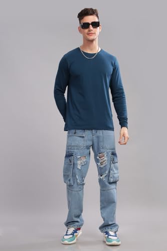 Image of ADRO Full Sleeve Tshirt for Men | Colorblock T Shirt for Men | 100% Cotton Tshirt | Full Sleeve Regular Fit T-Shirt | Men's Full Sleeves T Shirts