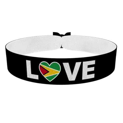 Druck-Palast Bracelet Love Guyane - Bijou en Satin Imperméable - Accessoire Tissu - Accessoire de Mode - Idée Cadeau pour Sportifs et Patriotes - Souvenir de la Guyane