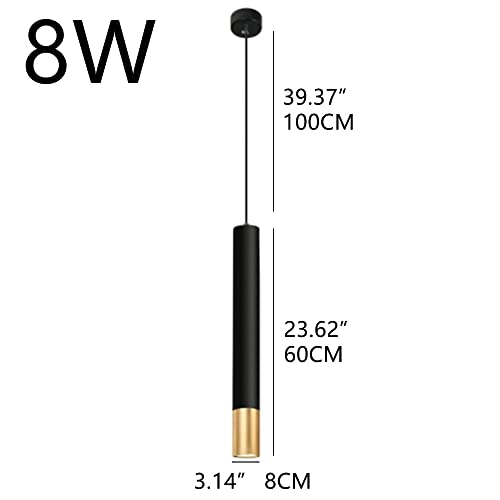 Suspension cylindrique LED tube long lustre moderne alu 8x60cm - 2