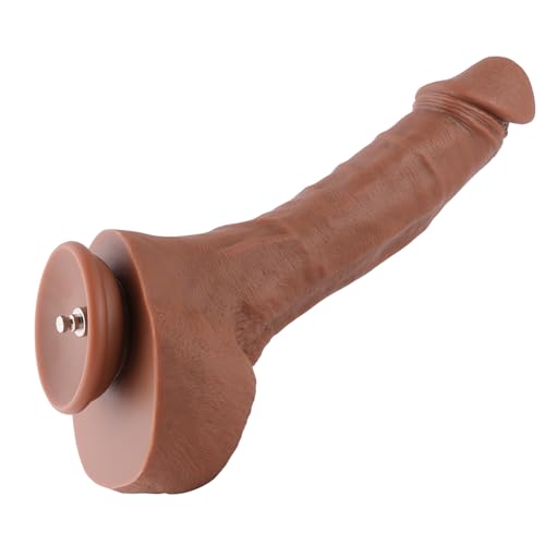 Hismith 11.8” Dual-Density Silicone Dildo, Ultra Realistic Dildo with Veins, 9”Insertable Length Dong with Removable KlicLok System, L Size, Coffee Color-Amazing Series