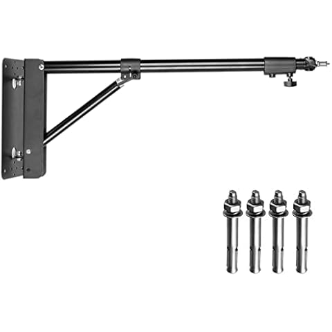 Fotoconic Wall Mount Triangle Boom Arm Light Stand 43.3inch/110cm, Ring Light Support 180° Flexible Rotation for Studio Video Light, Strobe, Photography, Softbox, Reflector Cover