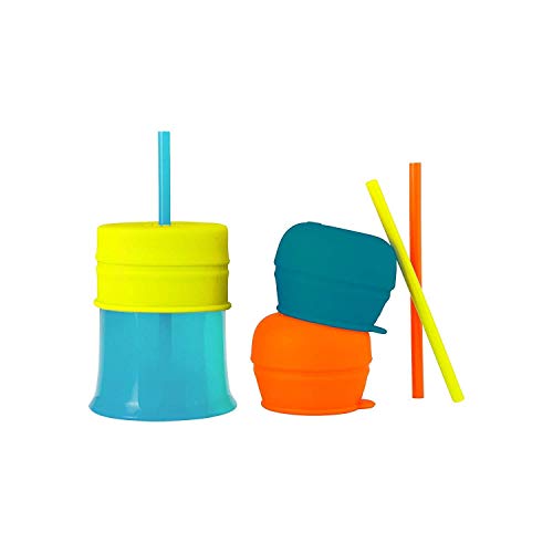 Image of Boon SNUG Straw with Cup, Blue/Orange/Green