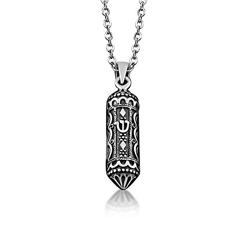 925 Sterling Silver Mezuzah Pendant Necklace with Shin Letter – Jewish Judaica Necklace with Adjustable 16–18" Cable Link Chain3