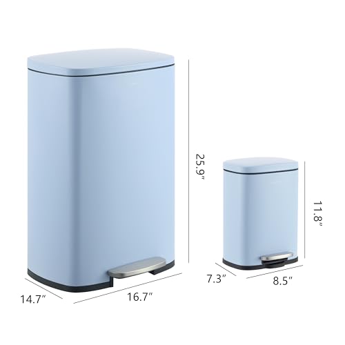 happimess HPM1006H Connor Rechteckiger Mülleimer mit sanft schließendem Deckel und kostenlosem Mini-Mülleimer, fingerabdruckresistent, modern, minimalistisch, für Zuhause, Küche, Büro, Badezimmer,