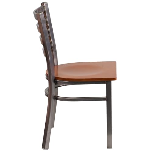 Image of Flash Furniture Hercules Ladder Back Clear Coat Restaurant Chair, Silver