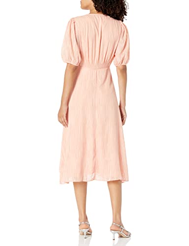 Calvin Klein Women's Novelty Chiffon Dress With Side Pleated Ruffle, Nectar/Gold, 4 #TOP1