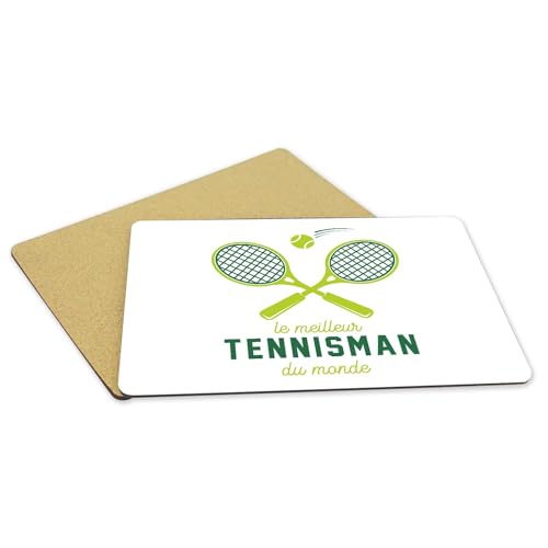 Sets de table tennis blanc grand format avec dessous liège premium - 5