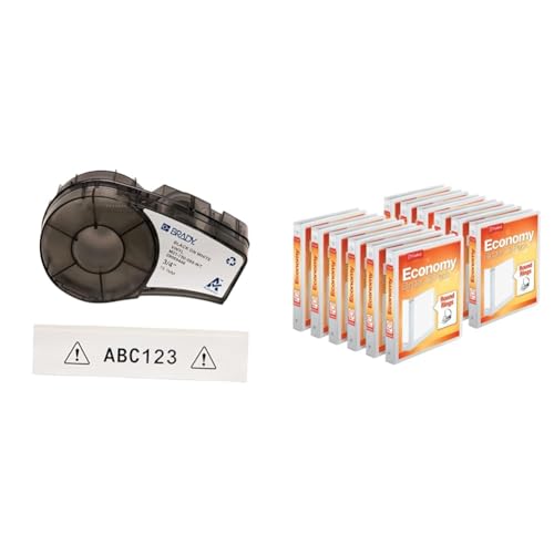 Image of Brady Authentic (M21-750-595-WT) All-Weather Vinyl Label for Indoor /Outdoor ID & Cardinal Economy 3-Ring Binders, 1 inch, Round Rings, Holds 225 Sheets, ClearVue Presentation View