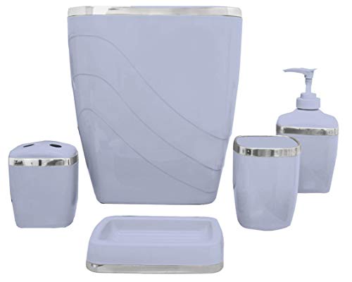 Carnation Home Fashions 5-Piece Plastic Bath Accessory Set, Slate Blue