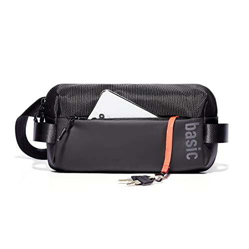 Sac banane noir pour homme réglable étanche avec prise casque pour voyage, randonnée, fitness, shopping, sports de plein air, ceinture en nylon Cover