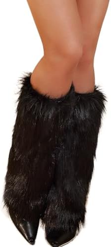 RSLOVE Women's Fuzzy Leg Warmers - Winter Fur Boot Cuffs Covers
