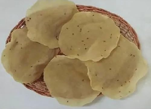 Image of Godka Fresh Rice Papad /Traditional Gujarati Khichiya Rice Papd /Ready to Roast or Fry Papad Frymus /Round shape Rice Papad with Jeera /Chawal ke Papad Fryms, 300 g
