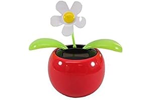 Navillus Solar Powered Dancing Flower, White Daisy in Red Pot