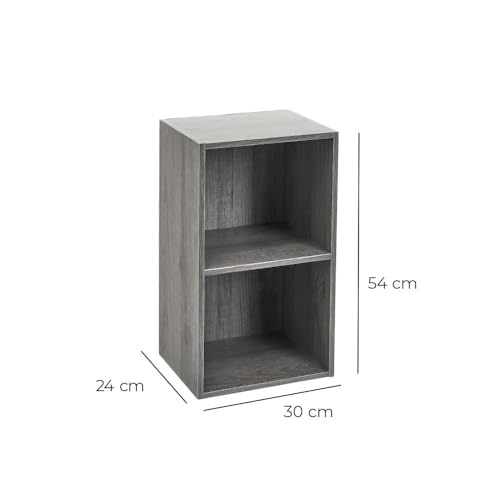 Étagère 2 étagères PB gris meuble rangement salon bibliothèque basse - 3
