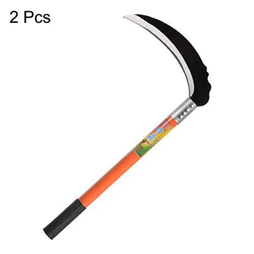 HARFINGTON 2pcs 9 Inch Brush Clearing Sickle with Wear-Resistant Steel Blade and Yellow Plastic Handle, Billhook Machete Knife for Gardening, Camping, Land Management, Outdoor