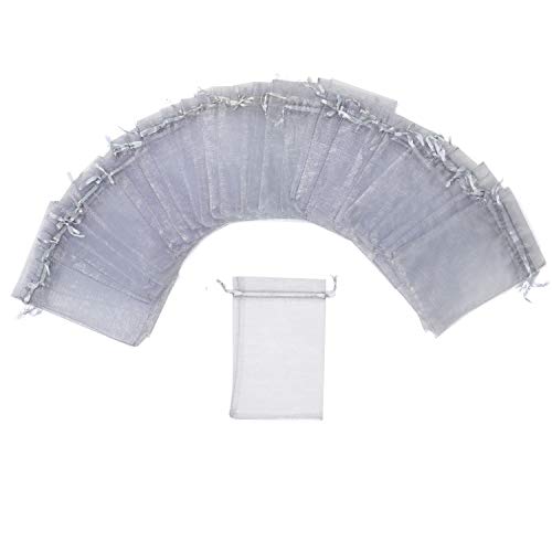 Image of Dealglad 50pcs Drawstring Organza Jewelry Candy Pouch Christmas Wedding Party Favor Gift Bags (4x6, Gray)
