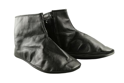 Womens Leather Khuffain with Zippers Faux Fur Lined Halal Sheep Skin Leather Home Slippers Socks Khuffs for Hajj Umrah3