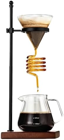 Pour Over Coffee Maker Set with Stand & Base, 600ml Heat-Resistant Dripper for Home, Office & Outdoors, Perfect Coffee Brewing Gift for Coffee Lovers