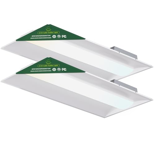 YXL 2x4 LED Troffer Light 5CCT Switch LED Drop in Ceiling Light for Dropped Ceiling 9720/8100/6750/5400/4050 Adjustable Lumens 6500/5000/4000/3500/3000K Color Temperature Dimmable 0-10V ETL