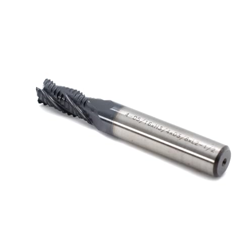 Image of Roughing End Mill JESTUOUS HSS Square Nose 4 Flute Fine Tooth Bit 3 /8 inch Shank Dia. 3 /4 inch Flute Length for Milling Metal Steels,1 Piece