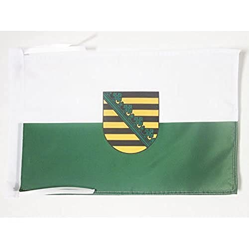 AZ FLAG, Saxony Flag, 18'' x 12'', 100% Polyester Germany, German region of Saxony Small Banner with Two Cords