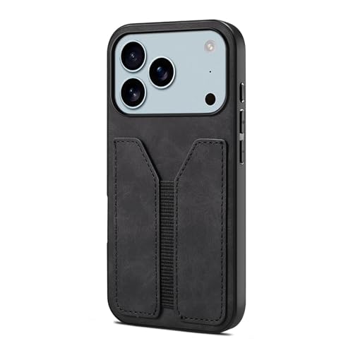 Étui en cuir pour iPhone 17 Pro coque arrière mate noire antichoc