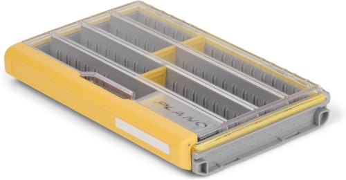 Image of Plano EDGE 3600 Premium Tackle Utility Box, Gray and Yellow with Clear Lid, Rust-Resistant and Waterproof, Customizable Tackle Protection Organization (Pack of 6)