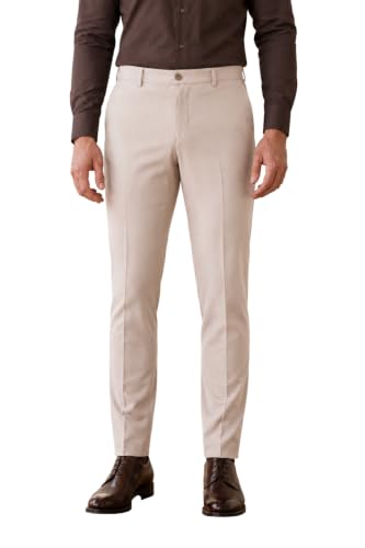 Image of SaintX Men's Premium 4-Way Comfort Stretch Formal Trousers | Smart Sweat Wicking Wrinkle Free Fabric | Smarter Techno Flex Expandable Waistband | Stylish Slim Fit | Daily Office Wear