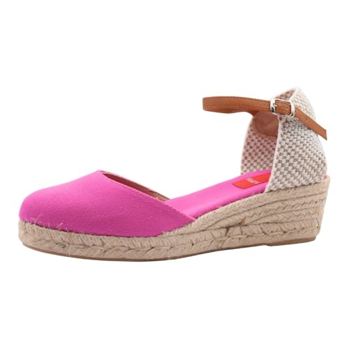 PASARELA   Sandalias de Esparto/Yute Alpargata 3 Cuerdas Cuña Buganvilla Mujer Lona Mujer Color: BUGANVILLA Talla: 38