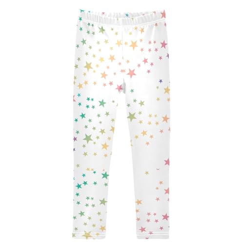 Girls' Leggings Ankle Length Printed Leggings Colorful Star Rainbow Soft Comfortable Pants for Kids 4-10 Years
