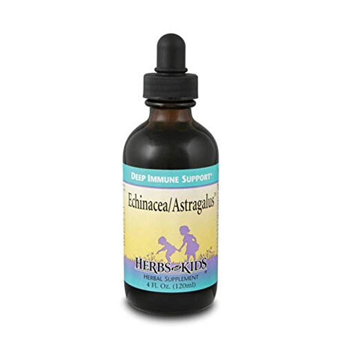 HERBS FOR KIDS Echinacea Astragalus - Organic Echinacea Drops - Wellness Herbs - with Organic Astragalus, Lemon Balm, Peppermint - Ages 1 and Up - Made Without Alcohol - Great Taste - 39 Servings, 4oz