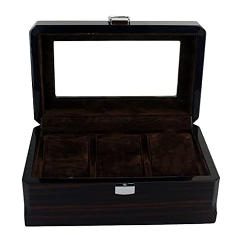WYPDE 3 Slots Wooden Watch Display Case, Glass Topped Wooden Watch Display Case Watch Jewelry Organizer (Color : A, Size : 20 x 12 x 8.5cm) Cover