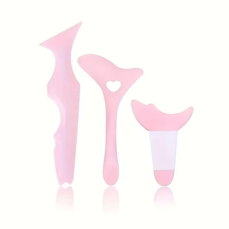 Set de 3 herramientas de maquillaje de silicona - protector de delineador y rímel, rosa miniatura 1