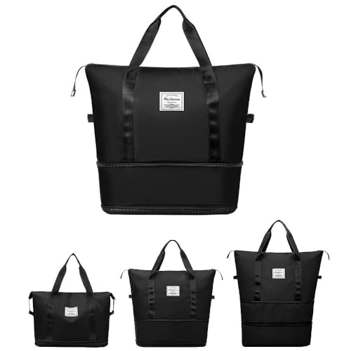 Image of Yatee Foldable Trolley Travel Bag with Wheels for Women & Men, Expandable Rolling Duffel Bag, Large Capacity Lightweight Luggage, Waterproof Carry Tote with Detachable Wheels for Travel