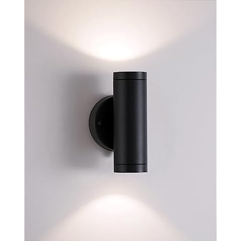 YORKCARE Black Up and Down Lights Outdoor Cylinder Modern Outdoor Wall Lighting Stainless Steel Sconce Light Waterproof Exterior Light for Porch, Patio, Garage, Yards, Pathway Cover
