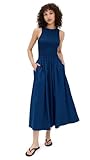 Madewell Women's The Melody Scoopback Smocked Midi Dress, Blue Moon, M