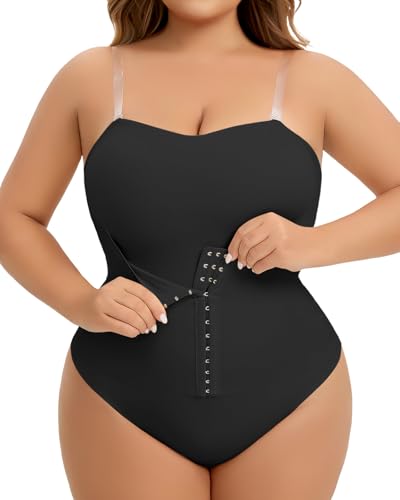 Image of Full Body Shaper for Women Open Crotch Shapewear Plus Size Girdle Belly Shapewear Body Shaper Strapless