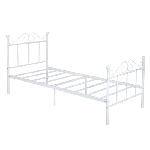 GZTGZMWG Single Bed Einzelbett Metallbett Bettrahmen Bettgestell für 90x190CM Matratze, Metall Bodenbett Schlafzimmer Bett mit Kopfteil Geeignet für...