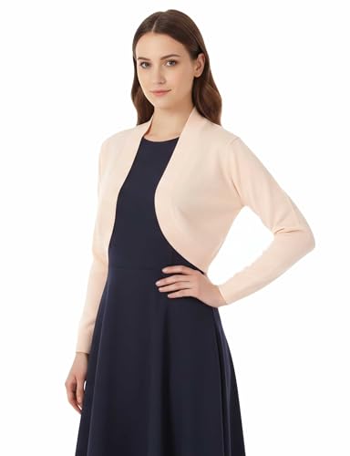 Image of Allsense Women's 3 /4 Sleeve Bolero Shrug for Dresses | Open Front Cropped Cardigan, Lightweight Knit Dress Cover Up
