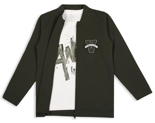 Image of Boys Full Sleeves Solid Jacket and T-Shirt