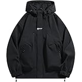 [J.STORE] マウンテンパーカー アウトドア 防風 防寒 キャンプ ウィンドブレーカー アノラックジャケット 春 秋 長袖 オシャレ かっこいい アウター パーカー ストリート クライムジャケット 軽量 ウィンブレ 釣り ジャンパー ユッタリ ゆったり 大きい サイズ フィッシングジャケット ツーリング ライトジャケット おしゃれ スポーツ ウェア ブラック メンズ 4A-J07-BKXL