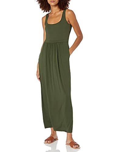 Amazon Brand - Daily Ritual Women s Jersey Sleeveless Empire-Waist Maxi Dress, Forest Green , Large