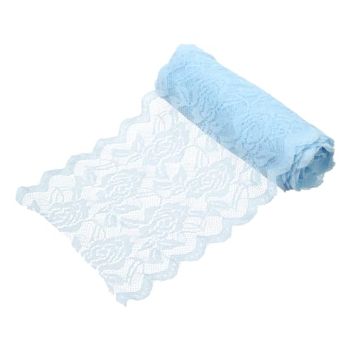 QUARKZMAN Encaje Elástico De 6' De Ancho Y 5' De Largo, Encaje Estirable Con Estampado Floral Y Tejido Bordado Para Costura, Y Decoración De Bodas, Regalos Y Ramos (Azul Claro)