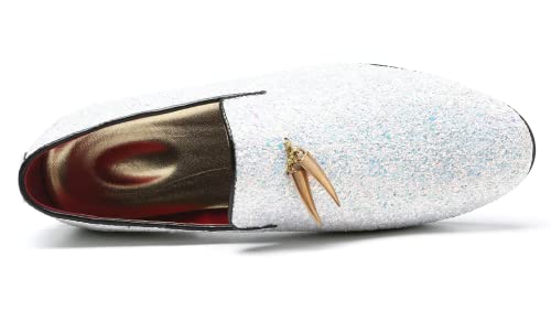 Mens Smoking Glitter Slipper, Luxury Penny Slip-On Classic Party Wedding Tuxedo Loafers Sparkle Dress Shoes3