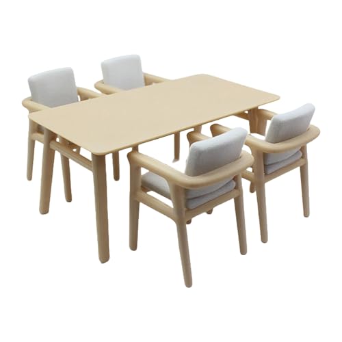 Wsdsgz Juego de comedor de casas de muñecas en miniatura con 4 sillas para mejorar la visualización realista de escenas, accesorios de modelo de muebles, casas de muñecas, mesa y sillas