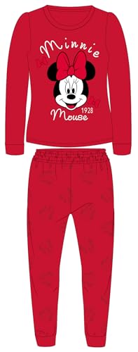 Disney Minnie Mouse Mädchen Pyjama | 2-teiliges Schlafanzug Set mit Langarmshirt & Hose | Kuscheliger Nachtwäsche für Kinder Warm Geschenk Gr....