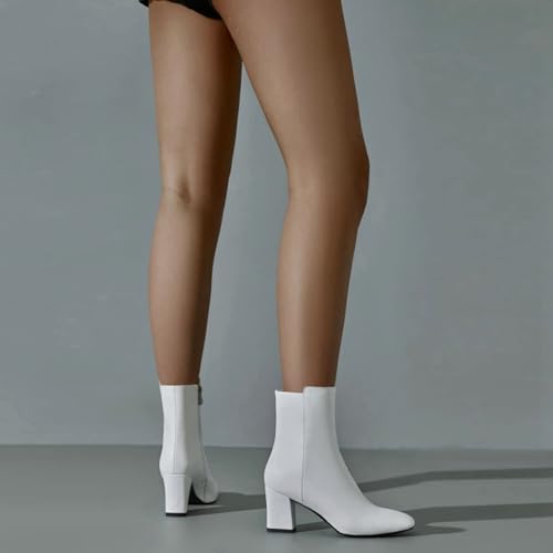 Image of Caradise Womens Chunky Block Heel Booties Zip Up Square Toe Ankle Boots