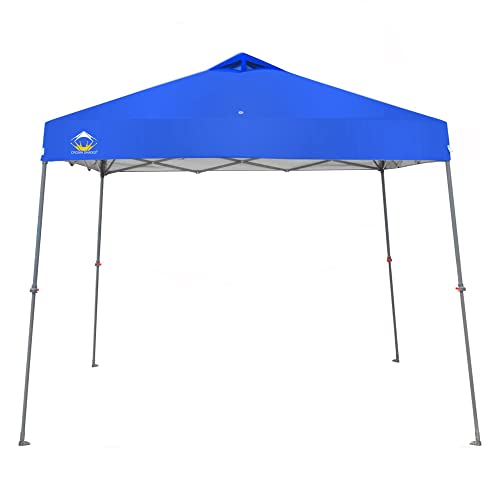 CROWN SHADES 9x9 Pop Up Canopy Tent Slanted Legs for Added Stability - Beach Tent Sun Shelter for Outdoor Shades - Canopy with 11x11 Base, with Carry Bag, Blue