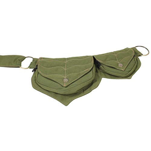 Image of Cotton two Leaf Pocket Waist Belt-Sage